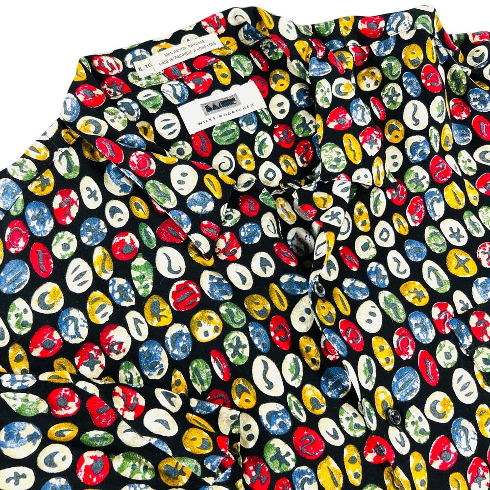 Vintage Wilke Rodriguez Rayon Abstract Streetwear Button Up Shirt Mens XL